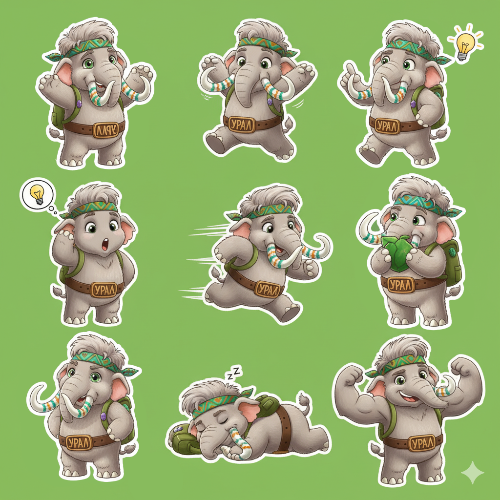 Комплект наклеек Мамонтуша - стикеры